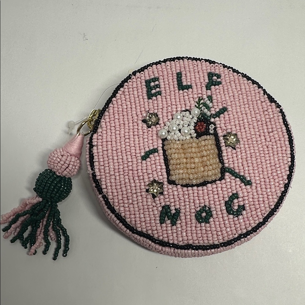 Nephthys Illustrated Beaded Round Coin Purse - Elf Nog #1003